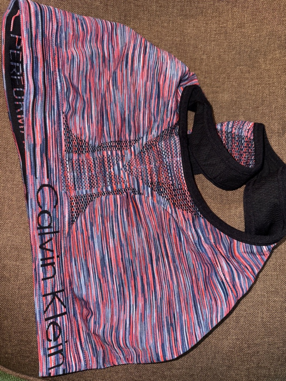 Calvin Klein Pink & Blue Space-Dye Seamless Sports Bra